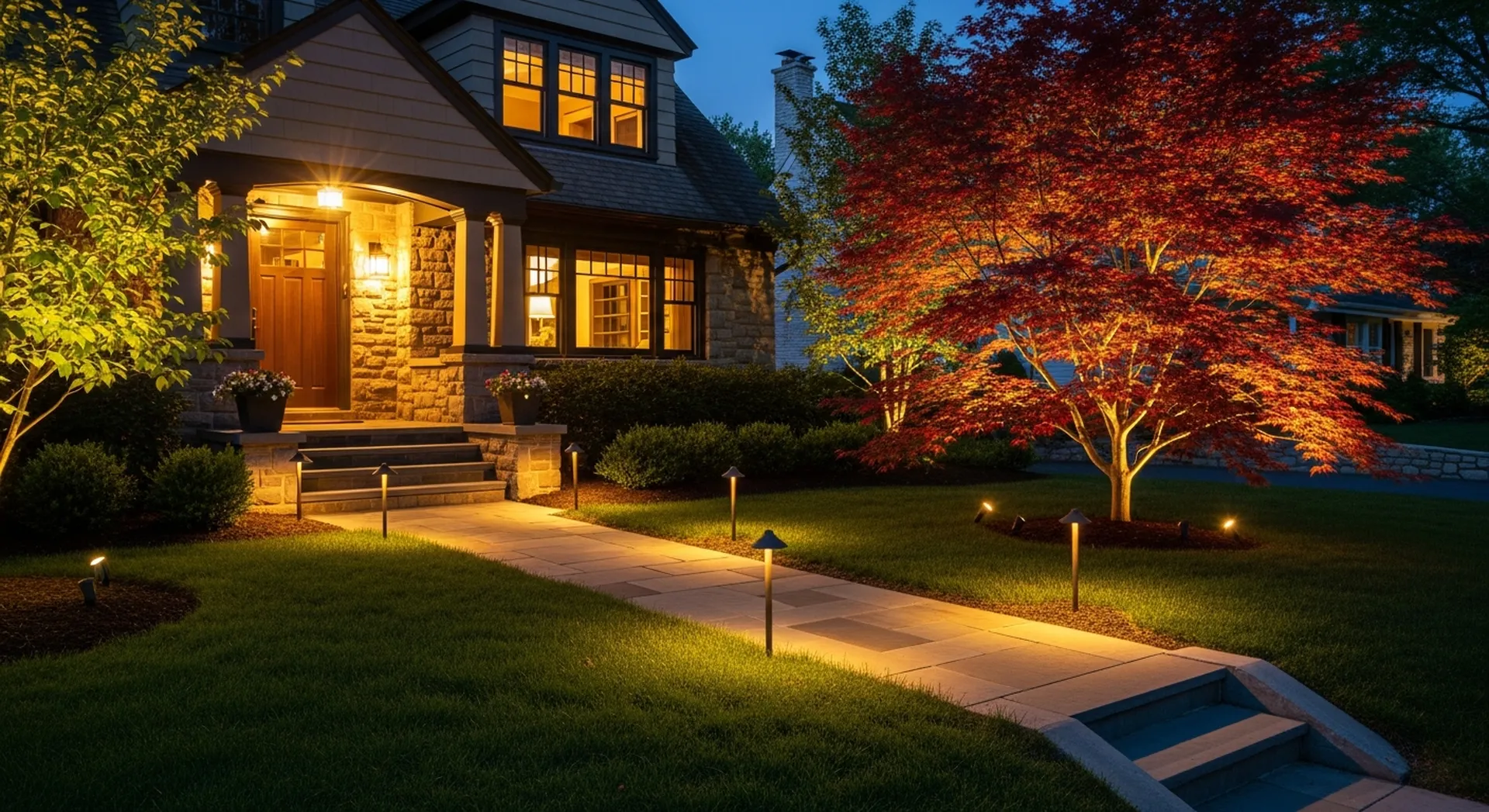 Deck lighting creating an inviting outdoor space
